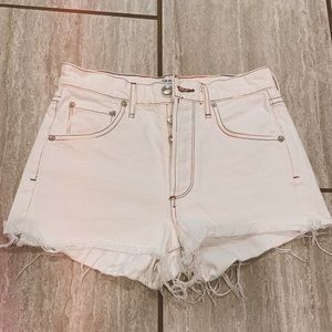 AGOLDE White Cutoffs with Rainbow Trim NEW